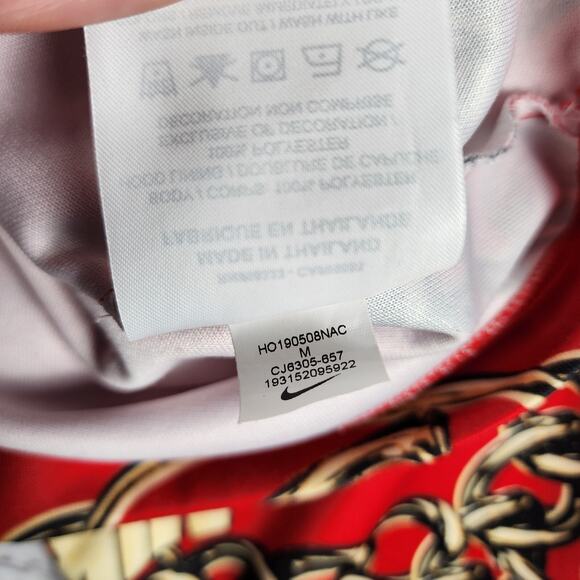 Nike CJ6305-657 Chain Print Hoodie M Red Gold Just Do It Crop Pullover Rare - Picture 4 of 8